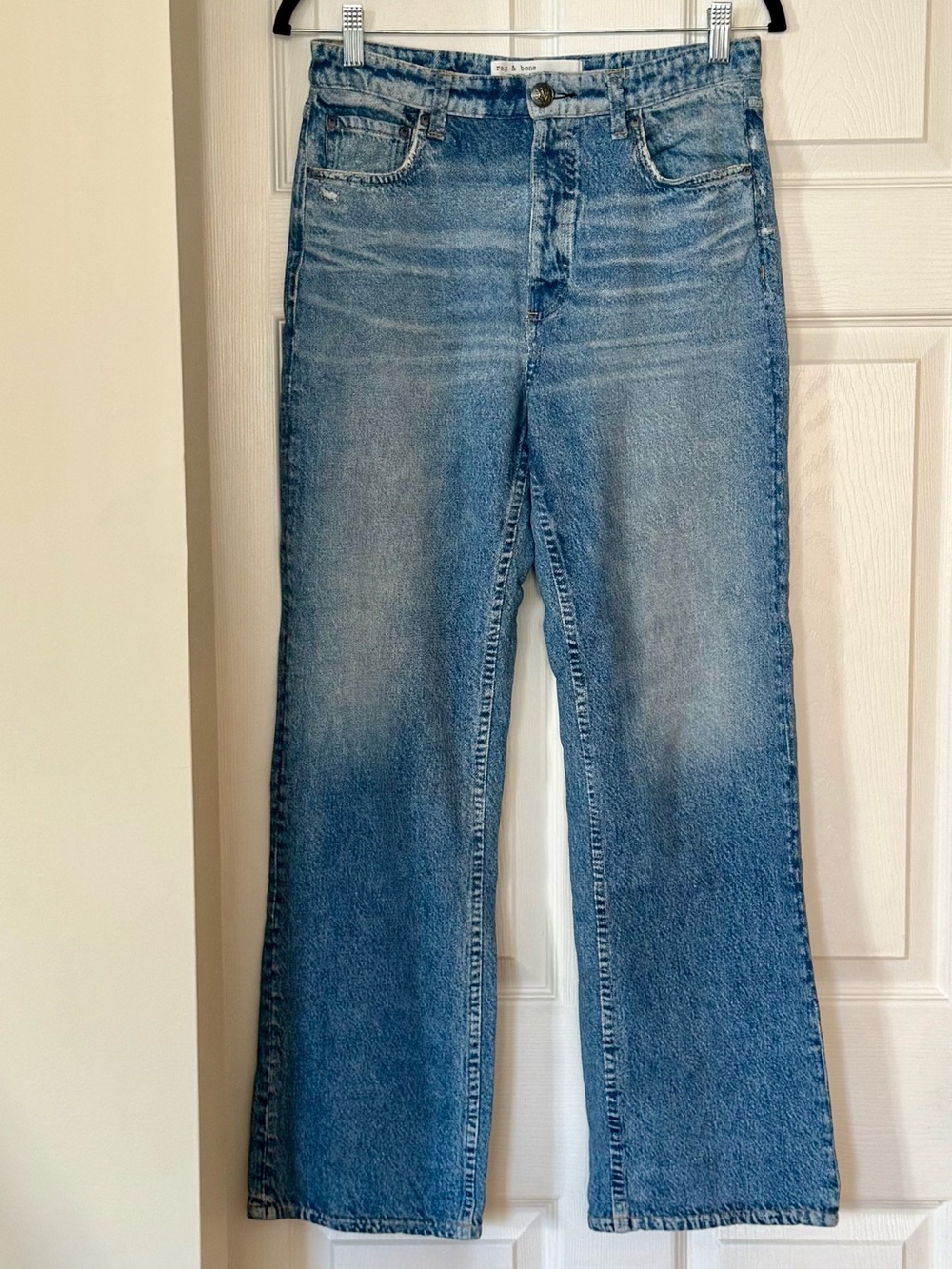 rag & bone MIRAMAR Washed Blue Flare Sweatpants Jeans